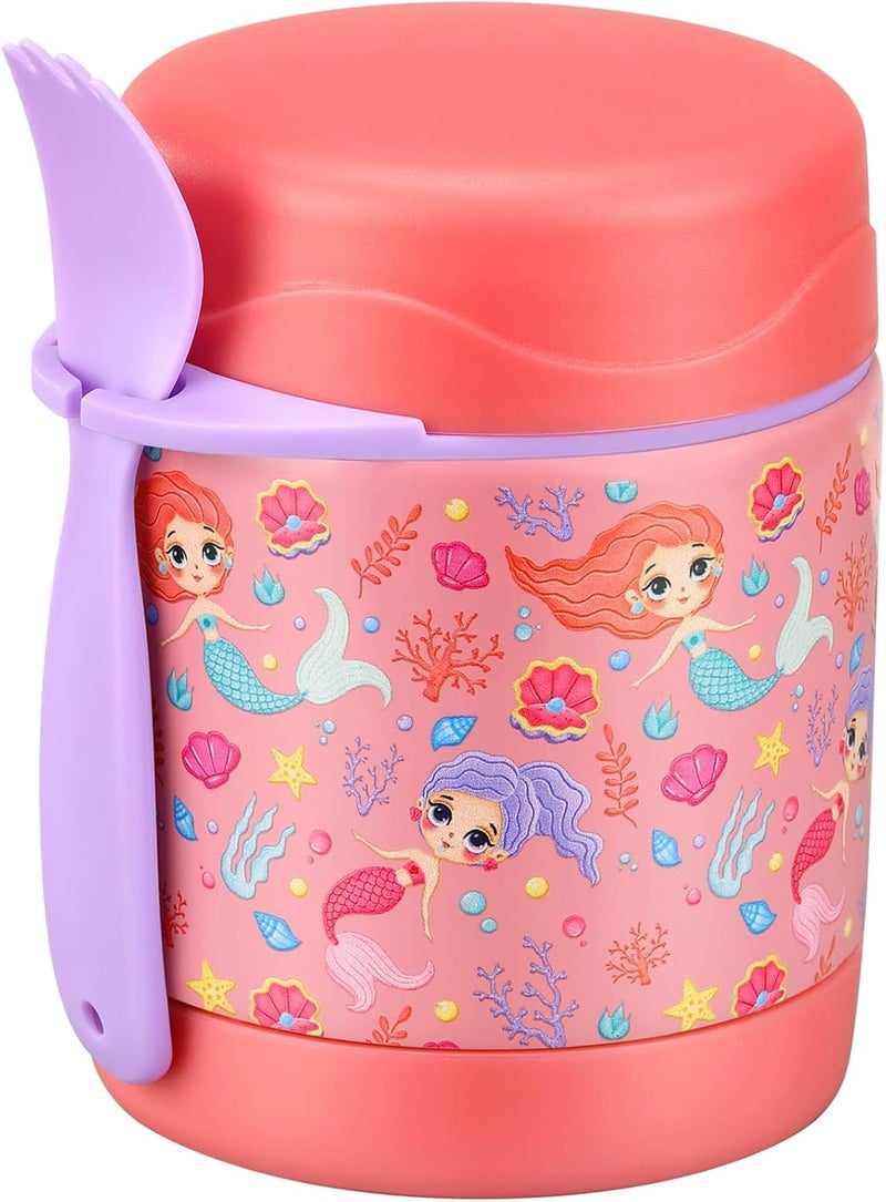 Howeemo Mermaid 10oz Kids Lunch Jar - Insulated, Leak Proof, Wide Mouth, Hot Food, Spoon Included - Image 1